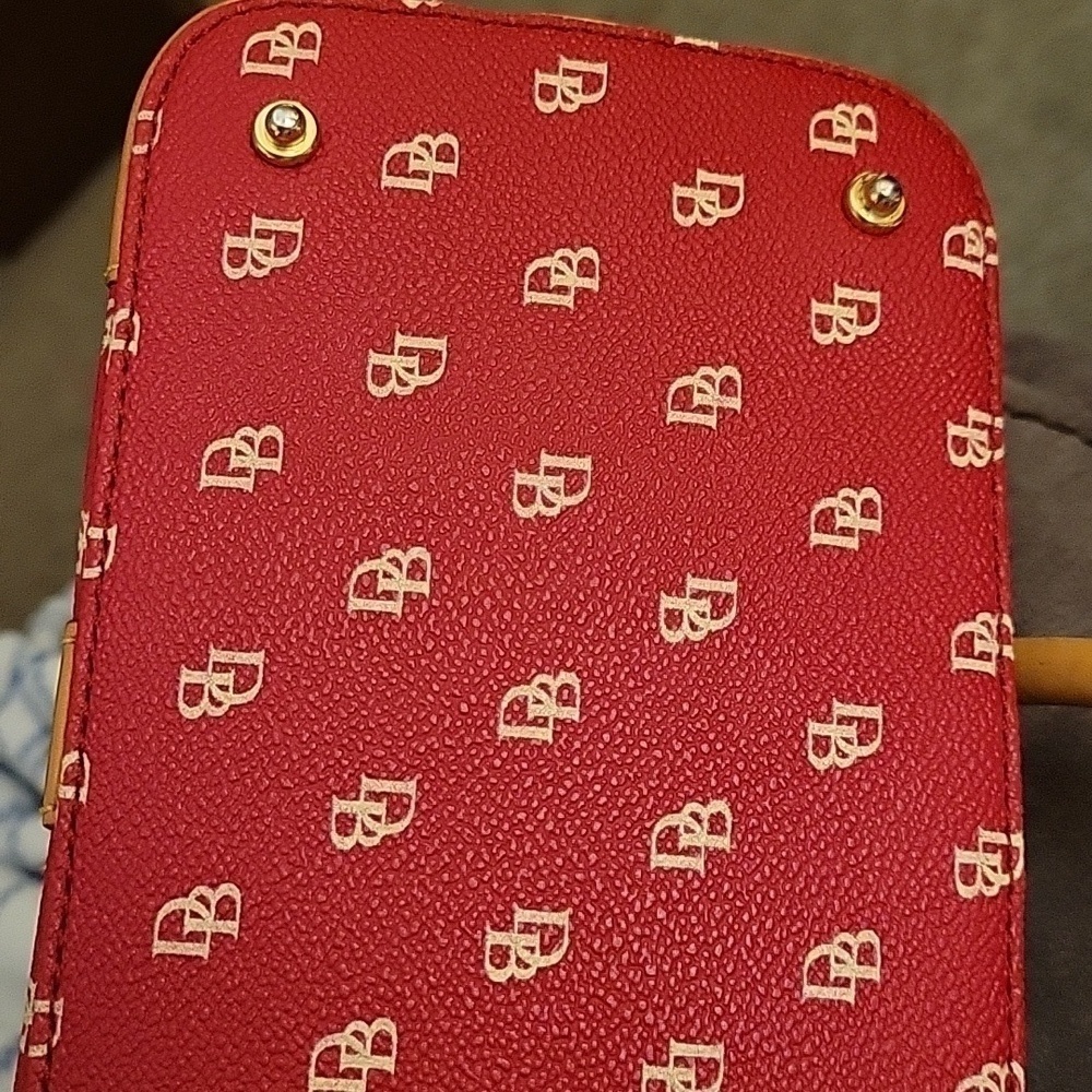 Vtg 1990s DOONEY & BOURKE Tomato Red Logo Satchel Shoulder Bag - Picture 13 of 15